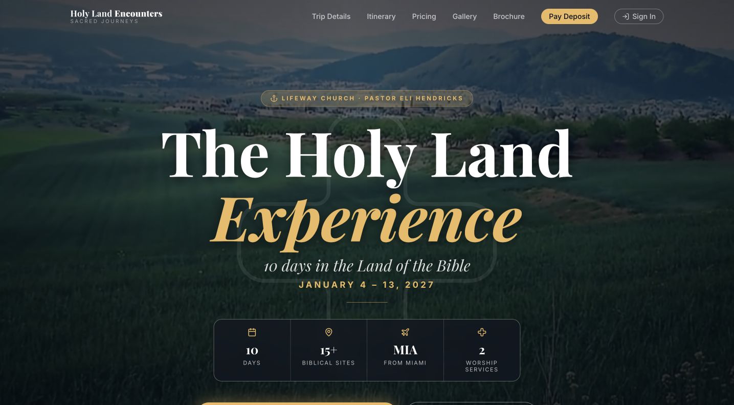 Holy Land Experience desktop trip website
