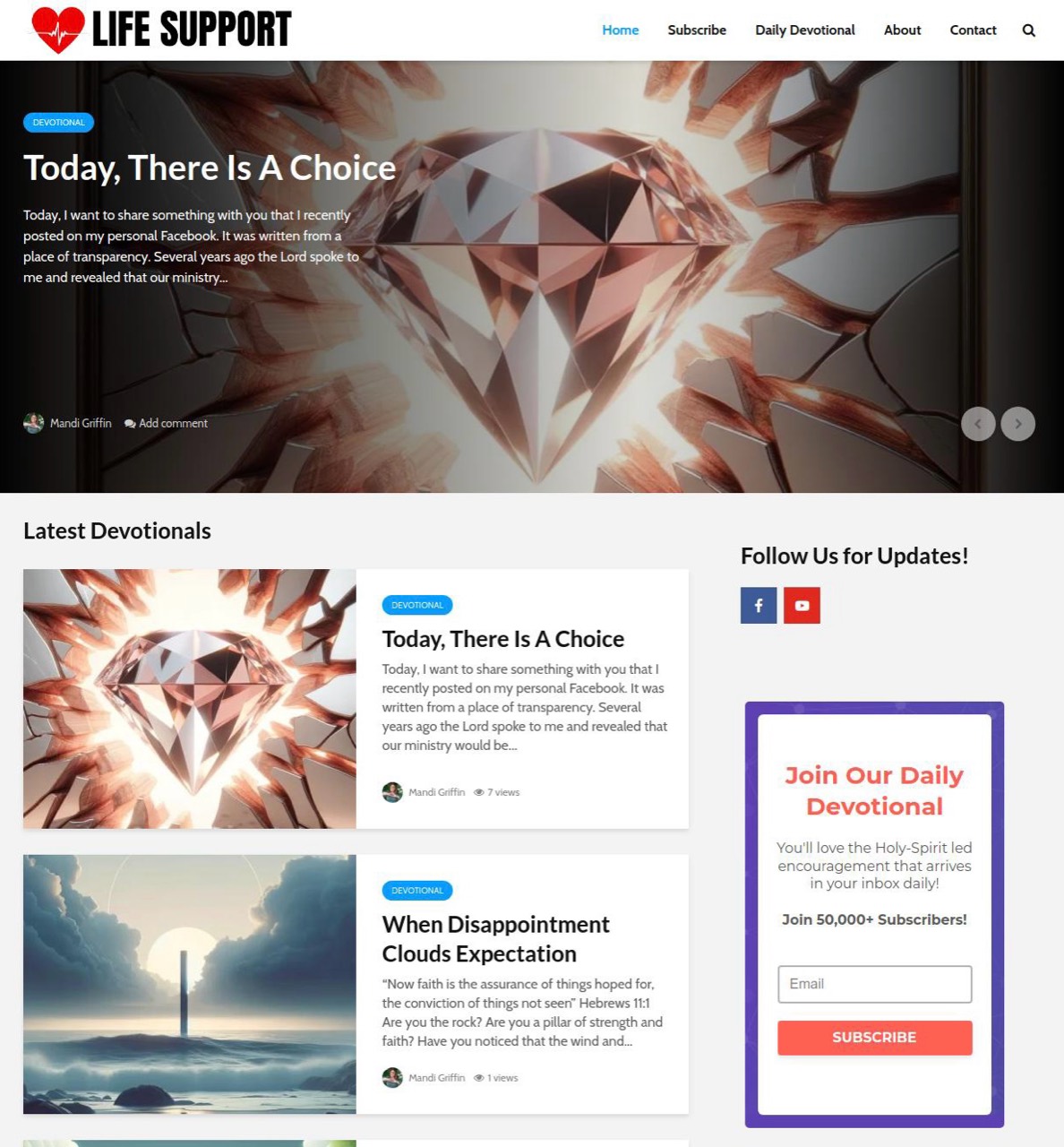 Archived Life Support devotional publishing website