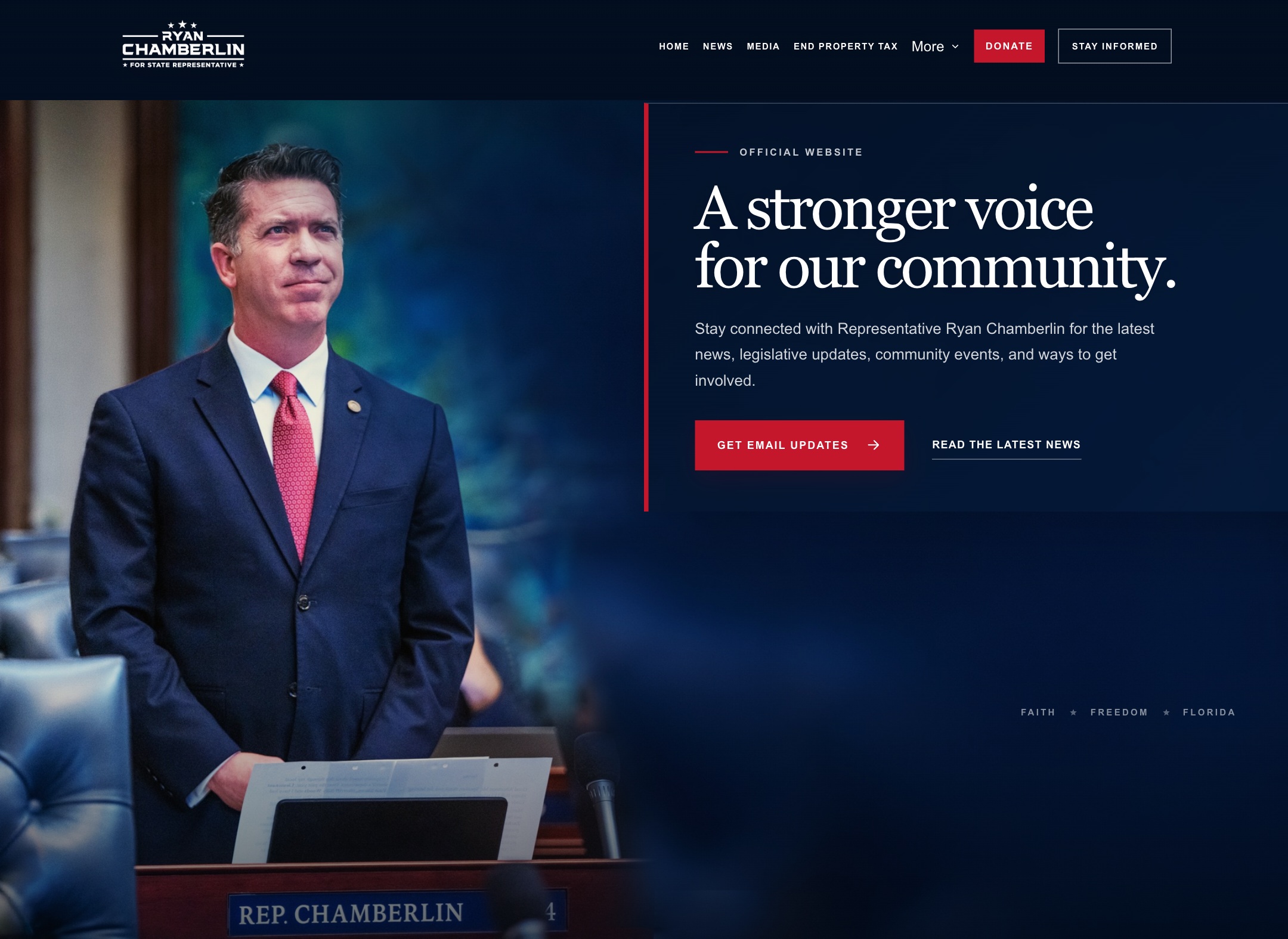 Representative Ryan Chamberlin website homepage