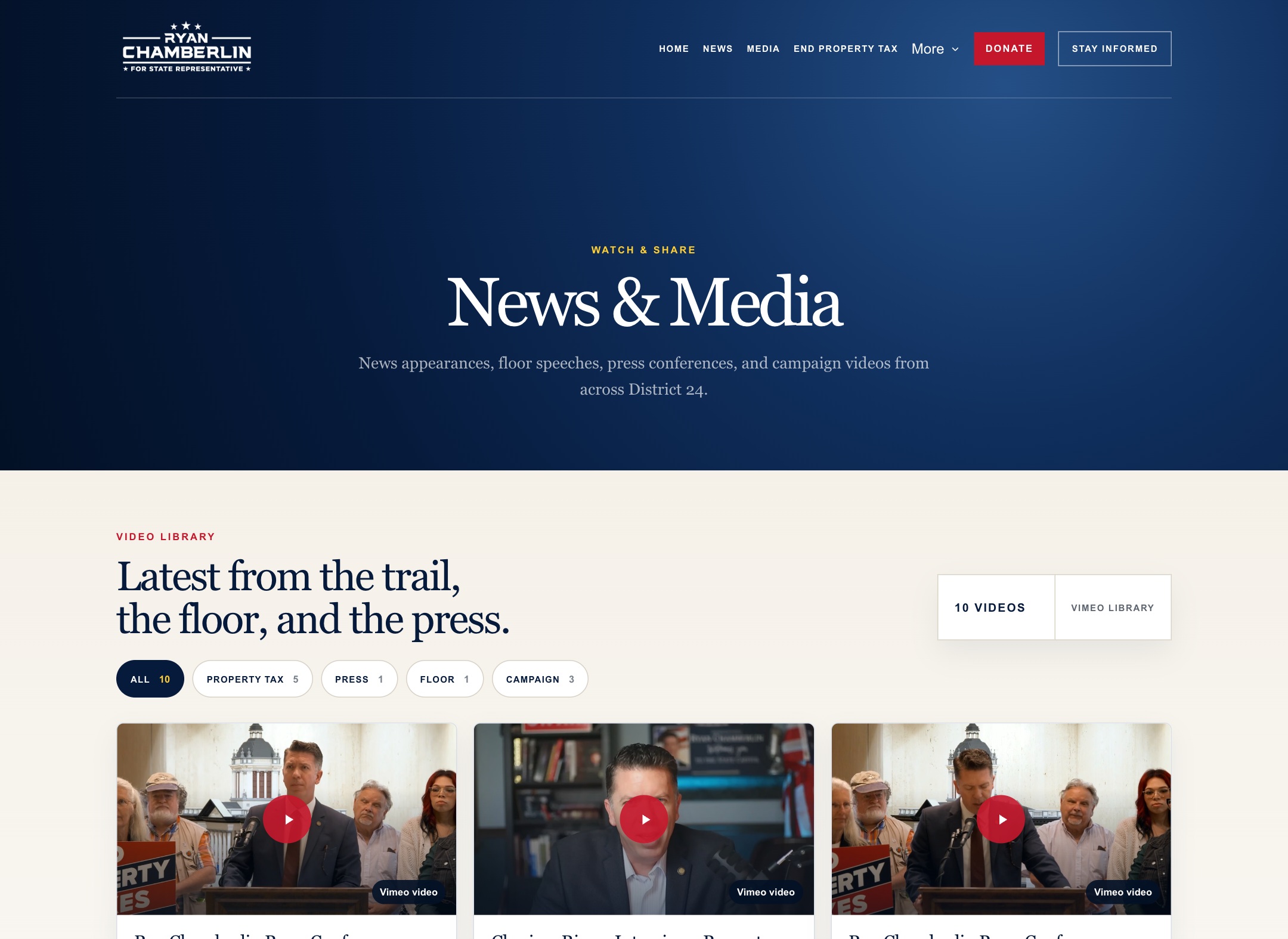 Representative Ryan Chamberlin media library website