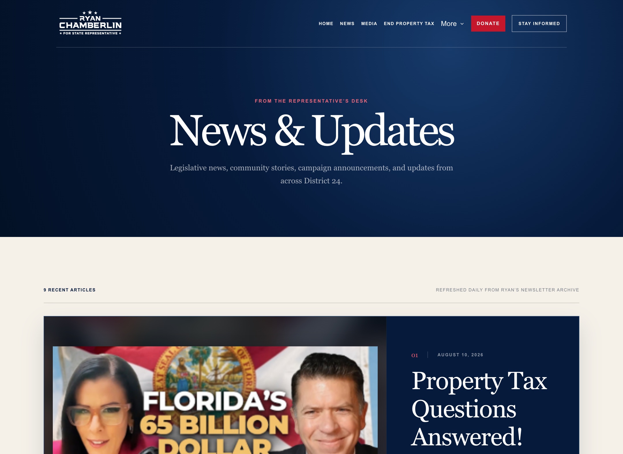 Representative Ryan Chamberlin news archive website