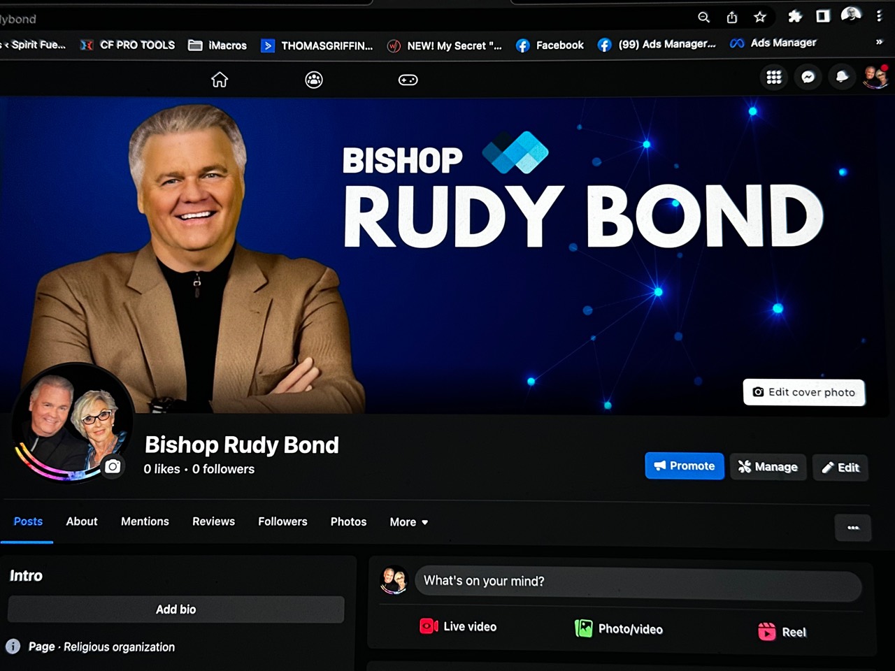 Original photograph of Bishop Rudy Bond Facebook page design