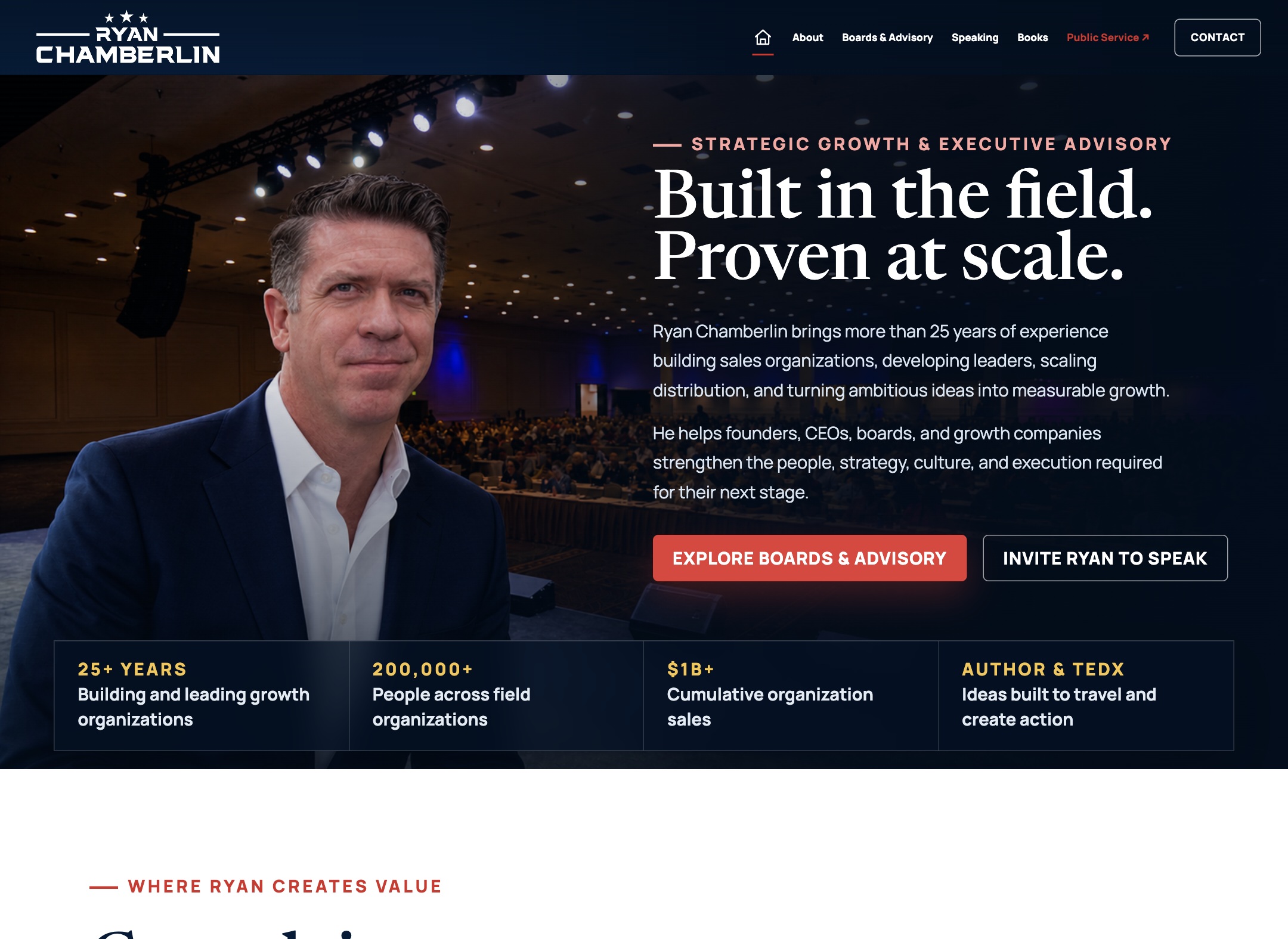 Ryan Chamberlin professional advisory website homepage