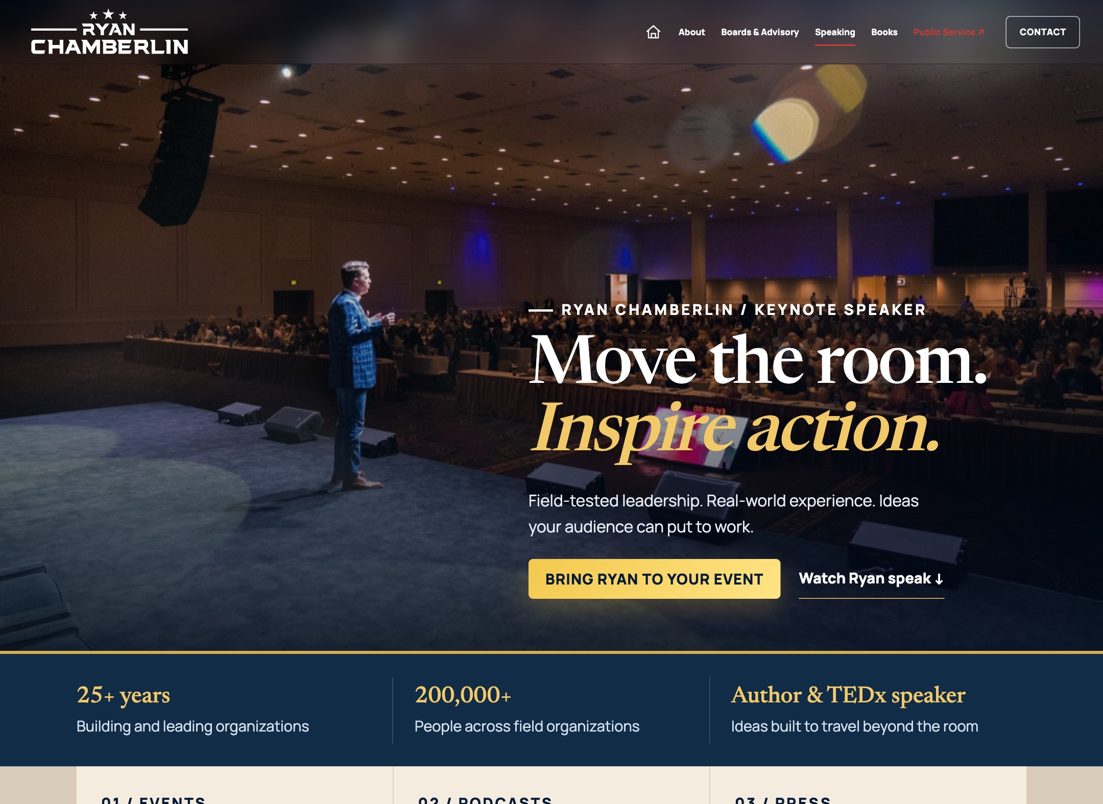 Ryan Chamberlin speaking website page