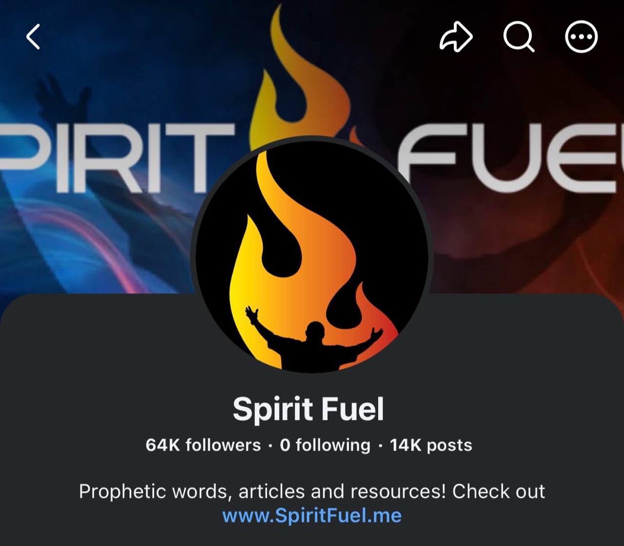 Historical Spirit Fuel social profile showing the flame identity and publishing brand